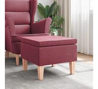 vidaXL Taburete con patas de madera tapizado tela rojo tinto