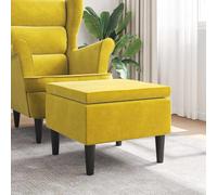 Vidaxl taburete con patas de madera terciopelo amarillo