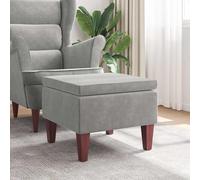 vidaXL Taburete con patas de madera terciopelo gris claro