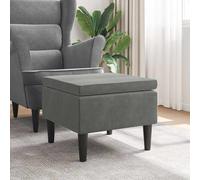 Vidaxl taburete con patas de madera terciopelo gris oscuro