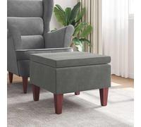 vidaXL Taburete con patas de madera terciopelo gris oscuro