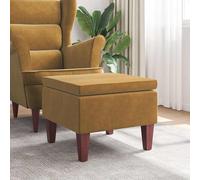 vidaXL Taburete con patas de madera terciopelo marrón