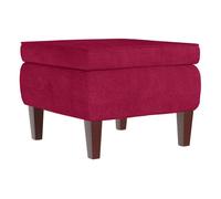 Vidaxl taburete con patas de madera terciopelo rojo tinto