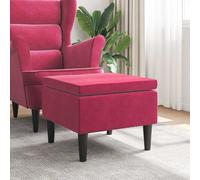 vidaXL Taburete con patas de madera terciopelo rojo tinto