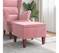 vidaXL Taburete con patas de madera terciopelo rosa