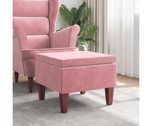 vidaXL Taburete con patas de madera terciopelo rosa