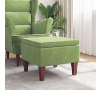 vidaXL Taburete con patas de madera terciopelo verde claro