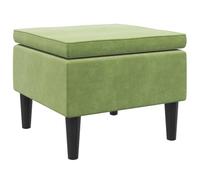 vidaXL Taburete Otomana Reposapiés Acolchado Terciopelo Verde Claro con Patas de Madera