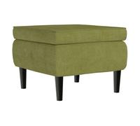 vidaXL Taburete Otomana Reposapiés Acolchado Terciopelo Verde Claro con Patas de Madera