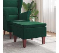 vidaXL Taburete con patas de madera terciopelo verde oscuro
