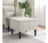 vidaXL Taburete con patas de madera y terciopelo color crema