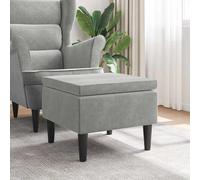 vidaXL Taburete con patas de madera y terciopelo gris claro