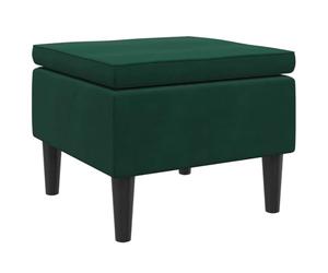 vidaXL Taburete con Patas Reposapiés Otomana Sofá Butaca Asiento Silla Salón Sala de Estar Acolchado Suave de Terciopelo Verde Oscuro Madera