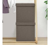 Vidaxl taburete de almacenaje plegable 2 uds lino sintético gris taupe