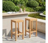 vidaXL Taburete de bar 2 uds. Natural Madera de teca maciza