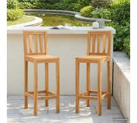 vidaXL Taburete de bar 2 uds. Natural Madera de teca maciza
