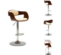 vidaXL Taburete de bar, color crema, con estructura de haya y tapizado de cuero sintético