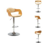 vidaXL Taburete de bar color crema, con estructura de madera y tapizado de cuero sintético