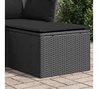 vidaXL Taburete de jardín con cojín negro 55x55x37 cm ratán sintético