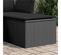 vidaXL Taburete de jardín con cojín 55x55x37 cm ratán sintético negro
