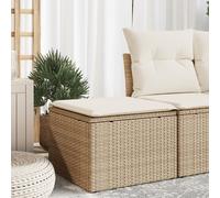 vidaXL Taburete de jardín con cojín, ratán sintético beige 55x55x37 cm