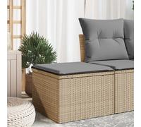 vidaXL Taburete de jardín con cojín y funda extraíble, ratán sintético beige 55x55x37cm
