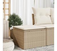 vidaXL Taburete de jardín con cojín ratán sintético beige 55x55x37cm