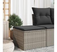 vidaXL Taburete de jardín con cojín ratán sintético gris 55x55x37cm