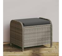vidaXL Taburete de jardín con cojín ratán sintético gris 58x46x46 cm
