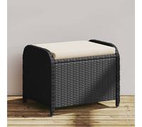 vidaXL Taburete de jardín con cojín ratán sintético negro 58x46x46 cm