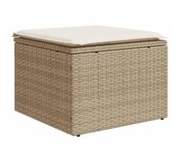 vidaXL Taburete de jardín con cojín ratán sintético beige 55x55x37cm