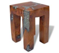 vidaXL Taburete de madera de teca maciza y resina