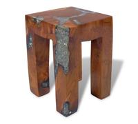 vidaXL Taburete de madera de teca maciza y resina