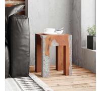 vidaXL Taburete de madera maciza de teca y resina