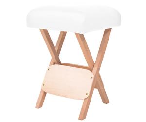 vidaXL Taburete de masaje plegable con asiento 12 cm de grosor blanco