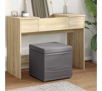 vidaXL Taburete Gris Cuero Sintético y Madera Fabricada