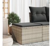 vidaXL Taburete jardín con cojín ratán sintético gris claro 55x55x37cm
