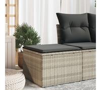 vidaXL Taburete de jardín con cojín – Ratán sintético, funda extraíble, gris claro 55x55x37 cm