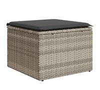vidaXL Taburete de jardín con cojín – Ratán sintético, funda extraíble, gris claro 55x55x37 cm