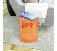 vidaXL Taburete/mesita auxiliar de aluminio martillado, color cobre