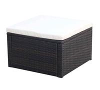 vidaXL Taburete otomana poli ratán 53x53x30 cm marrón