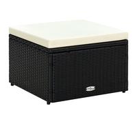 vidaXL Taburete otomana poli ratán 53x53x30 cm negro