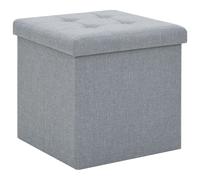 vidaXL Taburete plegable con almacenaje lino sintético gris claro