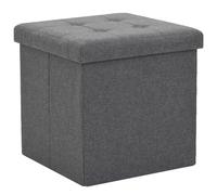 vidaXL Taburete plegable con almacenaje lino sintético gris oscuro