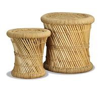 vidaXL Set de 2 taburetes bambú y yute