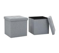 vidaXL Taburetes almacenaje plegables 2 uds lino sintético gris claro