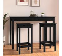 vidaXL Taburetes altos 2 uds madera maciza de pino negro 40x40x78 cm