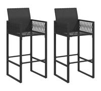 vidaXL Taburetes altos de jardín – 2 unidades – ratán sintético – negro