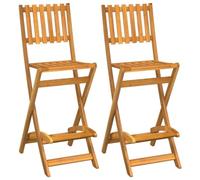 vidaXL Taburetes Altos de jardín Plegables 2 uds Madera Maciza Acacia