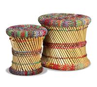 vidaXL Set taburetes Chindi de bambú multicolor 2 unidades
